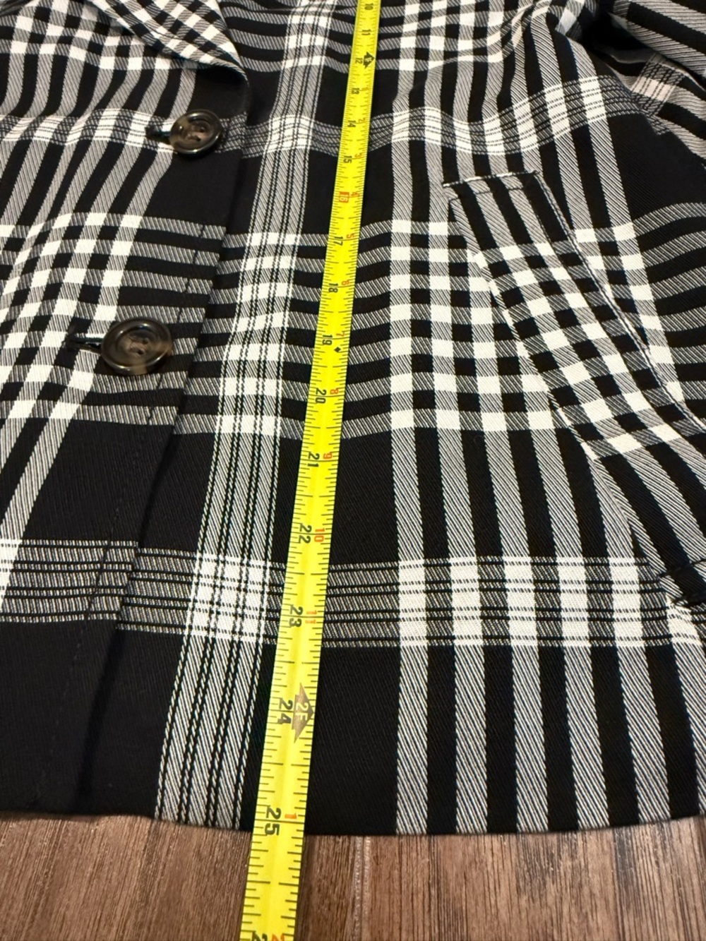 Ann Taylor Workwear Black and White Plaid Double-Breasted Blazer Women’s Large - Picture 9 of 11